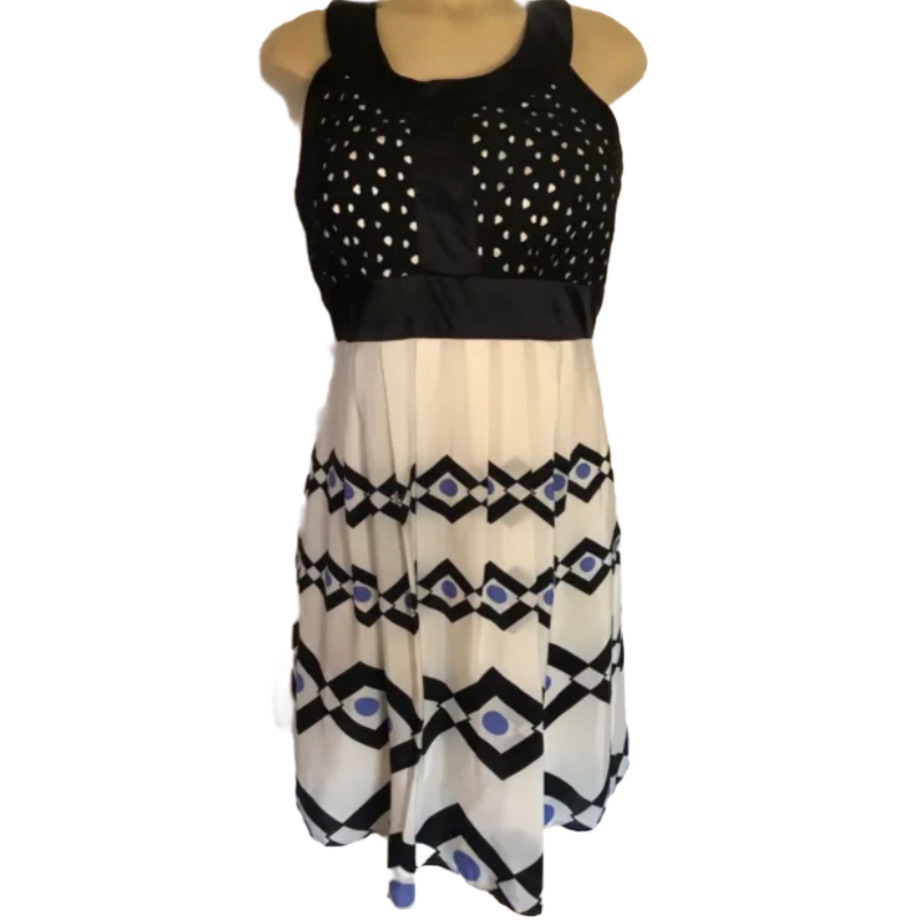 Swanky Boutique Jax Silk Elegant Cocktail Dress Black Ivory Purple 8 New 137